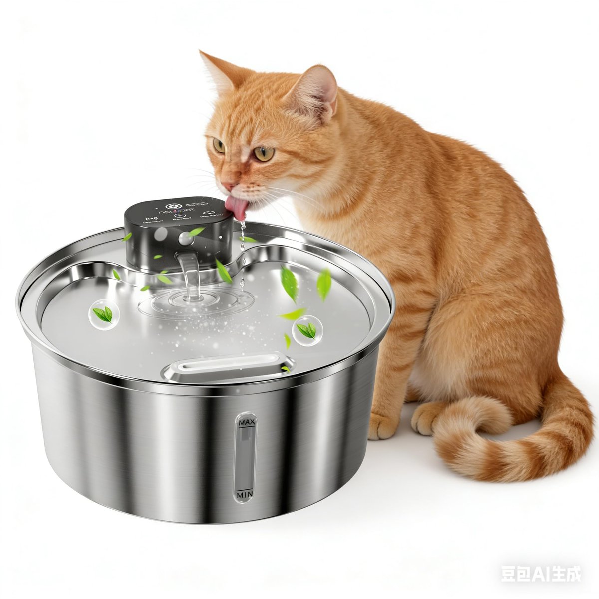 NEWPET Bebedouro para Gatos sem Fio,3.2L Fonte de Água para Gatos em Aço Inoxidável 304, Silenciosa, Bivolt