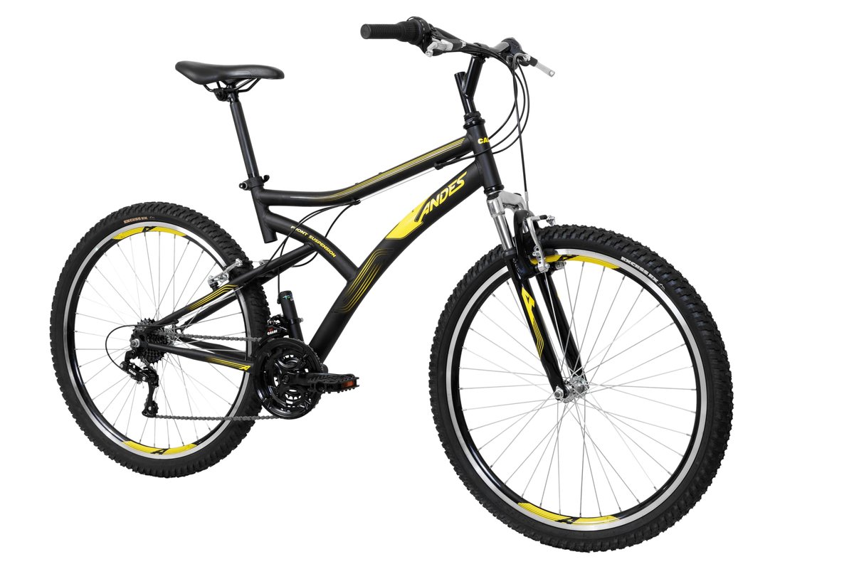 Bicicleta Caloi Andes Aro 26, 21 Marchas, Grip Shift, Suspensão Dianteira 30mm, Freio V-Brake, Cidade, Passeio e Lazer