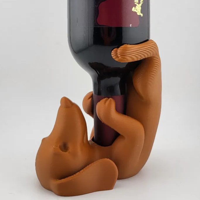 Suporte de Cachorro Dachshund para Garrafas - Escultura Decorativa Casa Mesa Adega 3D