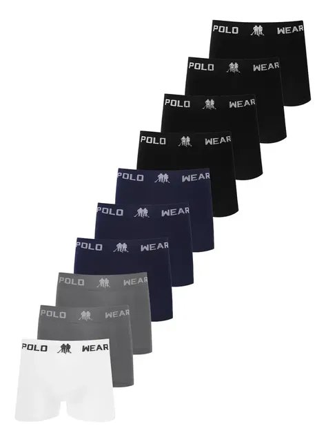 Kit 10 Cuecas Boxer Sem Costura Polo Wear Sortido