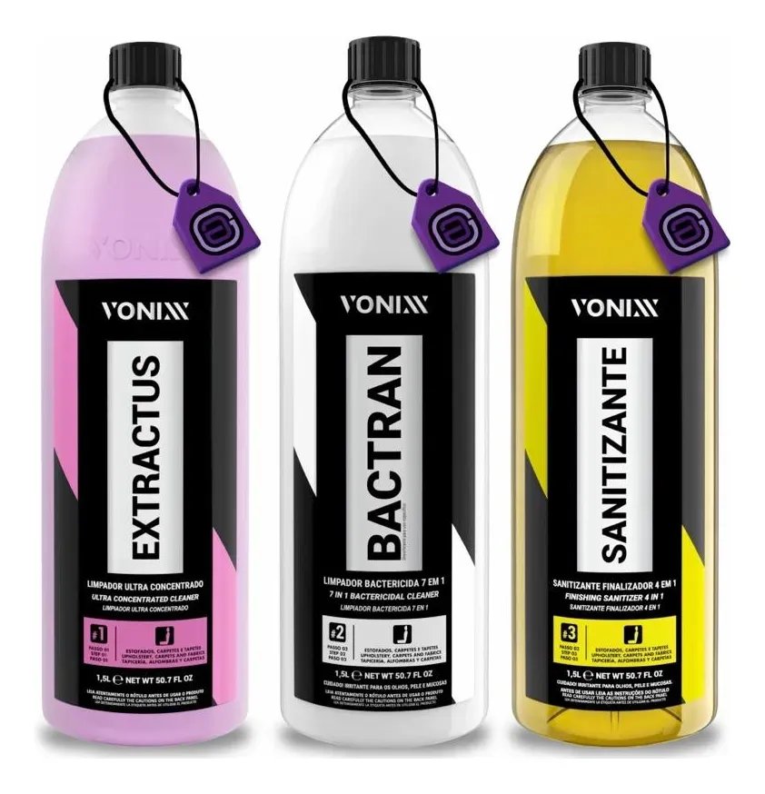 Kit Vonixx Extractus, Bactran E Sanitizante Finalizador 1,5l