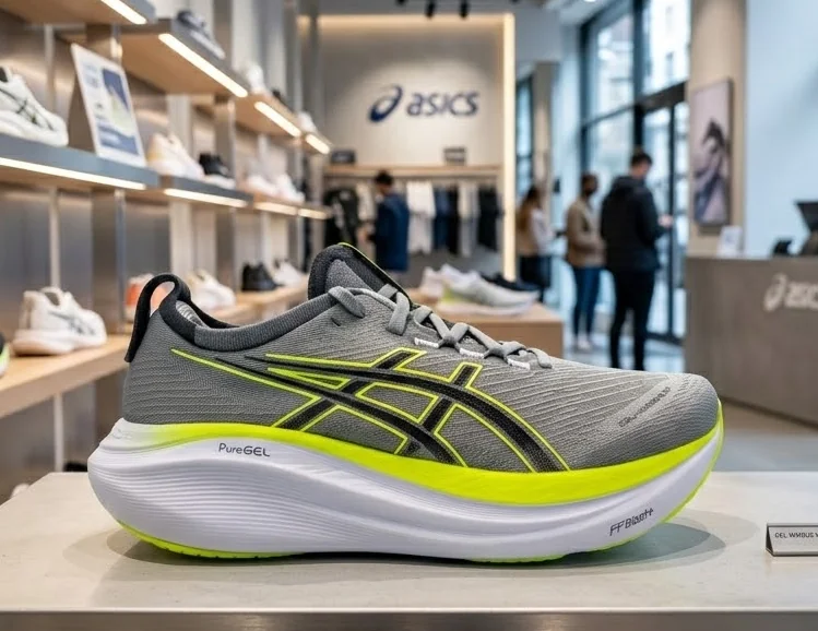 Tênis Asics Masculino Gel-nimbus 27 Corrida Cinza E Amarelo