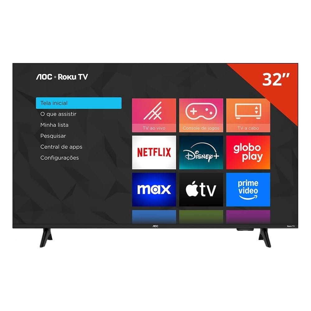 Smart TV LCD LED 32" AOC 32S5155/78G - Wi-Fi, HD, Quad Core, Dolby Áudio, 60 Hz