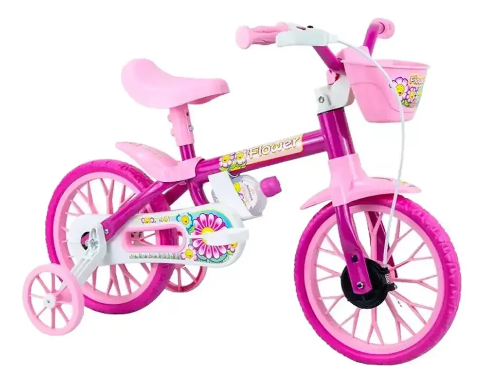 Bicicleta Infantil Black12 Aro 12 1 Marcha Cestinha Nathor Rosa