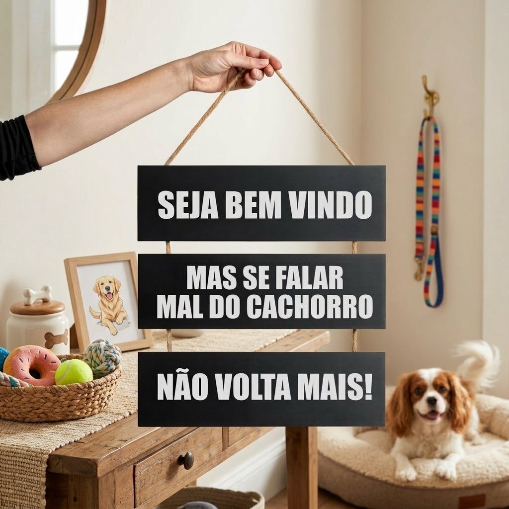 Plaquinha Decorativa Seja Bem Vindo Mas Se Falar Mal Do Cachorro Não Volta Mais Frase Divertida