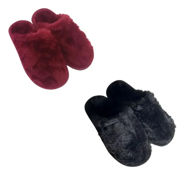 Kit 2 Pantufas Para Casal, Preto E Rosa
