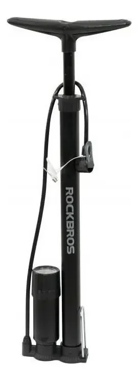 Bomba De Ar Rockbros Rb-380g Com Manômetro 160 Psi Alumínio Cor Preto