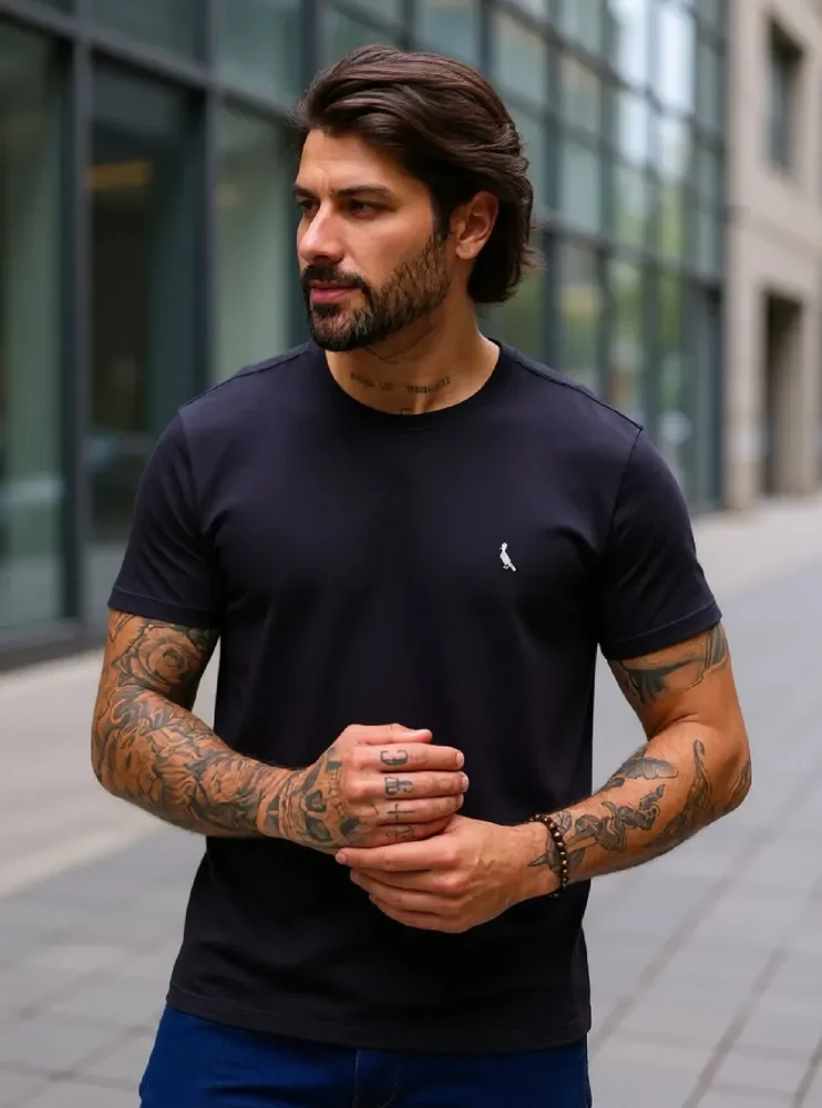 Camiseta Regular Essence Reserva Masculina Preto T-shirt Lisa M Liso