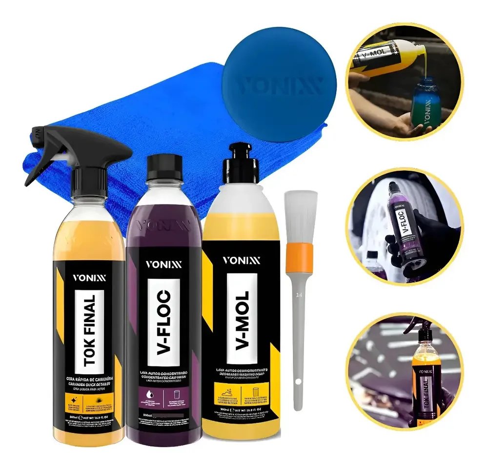 Kit Automotivo Vonixx V-floc V-mol E Tok Final Brilho Total