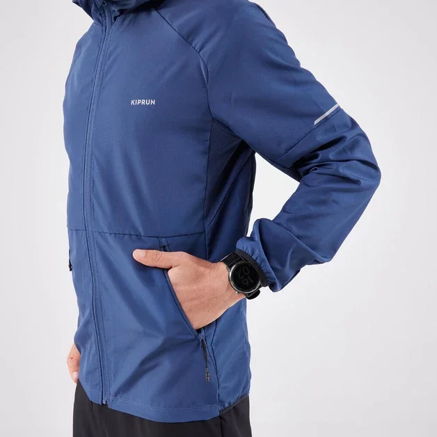 Jaqueta Masculina de Corrida Corta vento Run 100 Kiprun Azul
