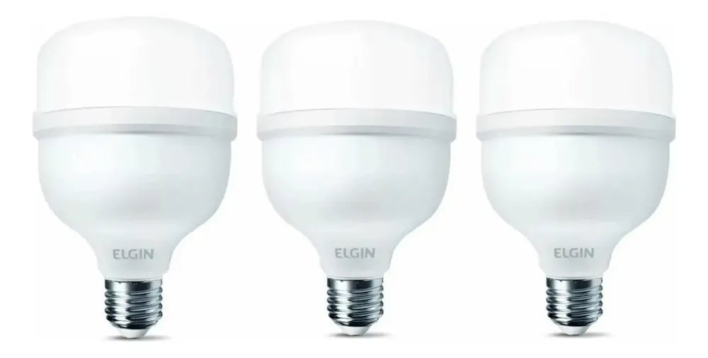 Kit 3 Lâmpadas Led Alta Potência Super Bulbo 40w Branco Frio Luz Branco-frio