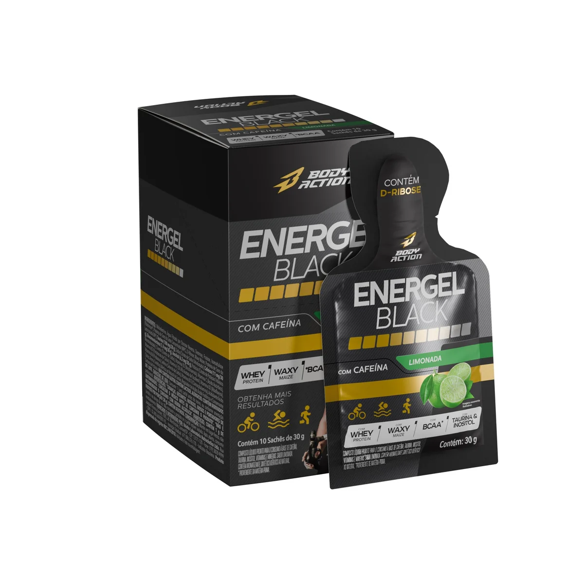 Energel Black 10 Sachês Sabor Limão Bodyaction