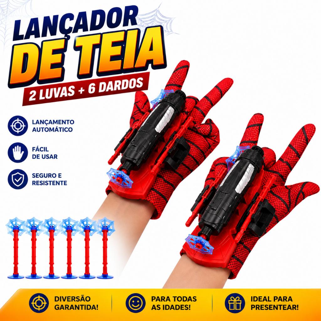 Luva Lançador de Teia Homem Aranha Brinquedo Infantil Dardos com Ventosa Herói Spider Man