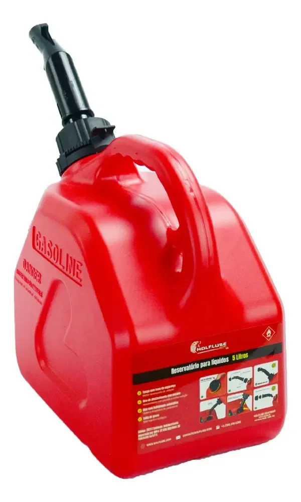 Galão Tanque Combustível Gasolina 5 Litros C/ Bico Wolf-flow
