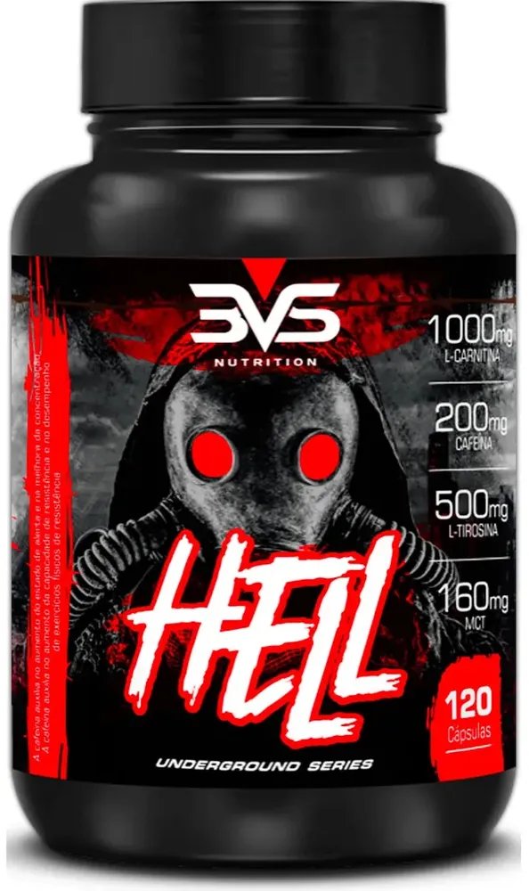 HELL 120 Cápsulas - A Combinação Perfeita ee 7 Ingredientes com Cafeína, L-Carnitina, L-Tirosina, TCM, Picolinato de Cromo e Vitaminas