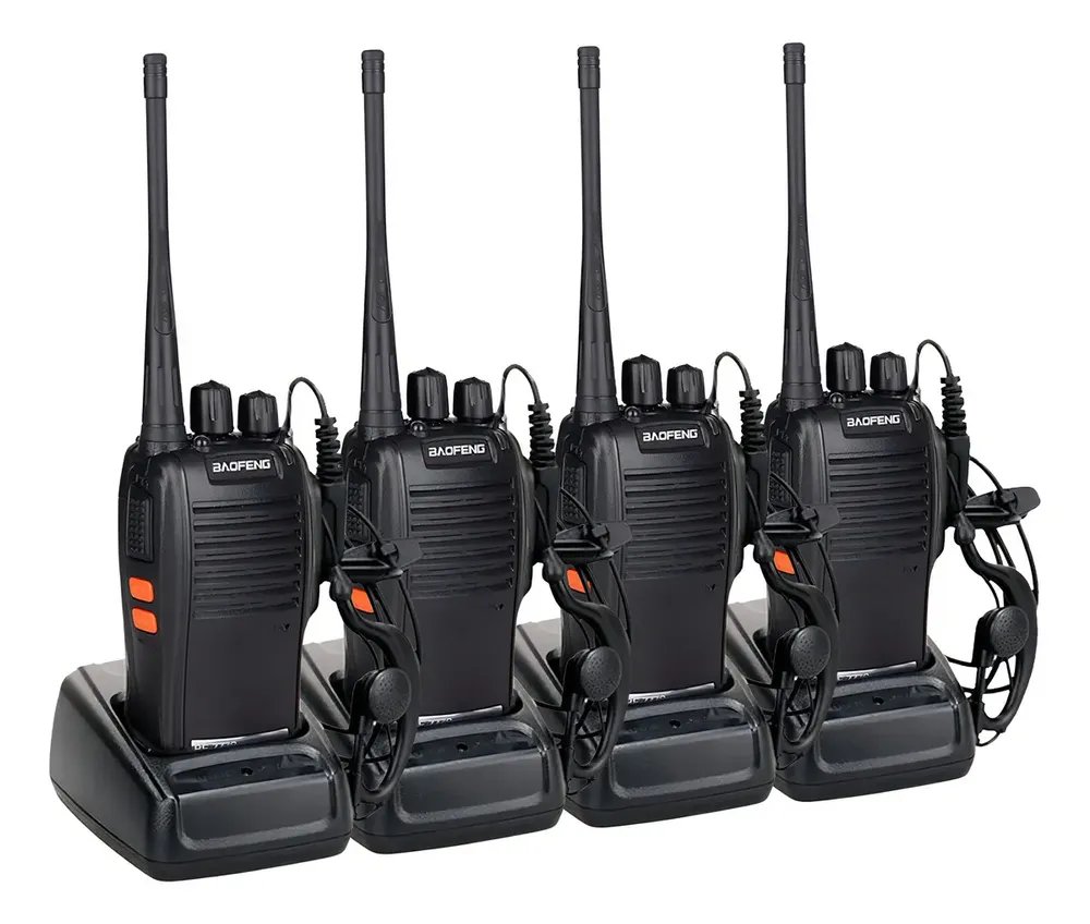 Kit 4 Radios Baofeng Comunicador Frequencia Profissional 16 Canais Cor Preto BF-777S