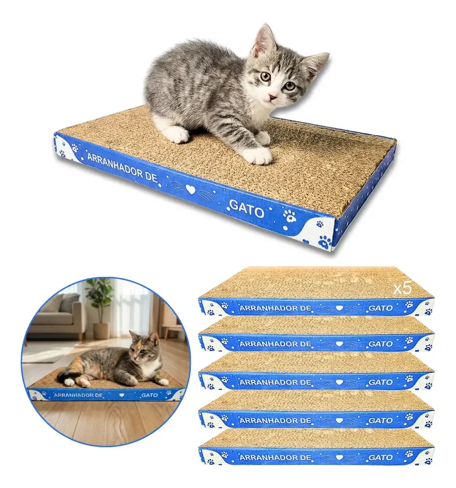 Kit 5x Arranhador Para Gato Papelão Protetor Sofá Antistress Bege