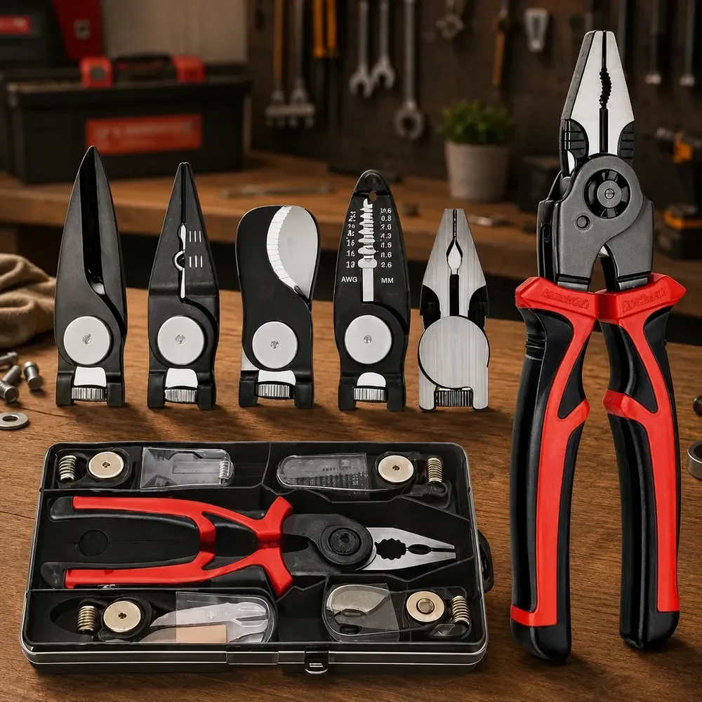 Alicate 5 Pontas Multifuncional Universal Linha Profissional Vermelho E Preto