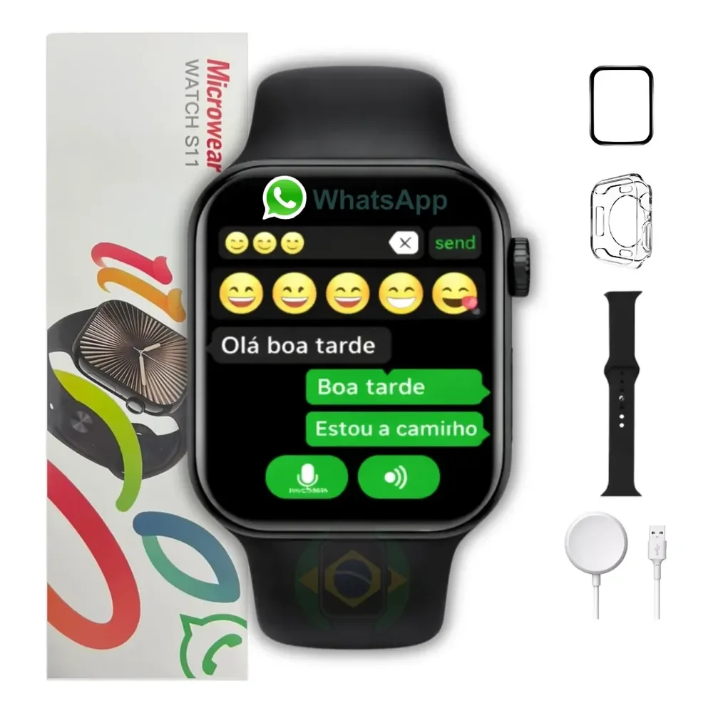 Relogio Smartwatch S11 Serie 11 47mm Amoled Gps Nfc Whatspp Preto