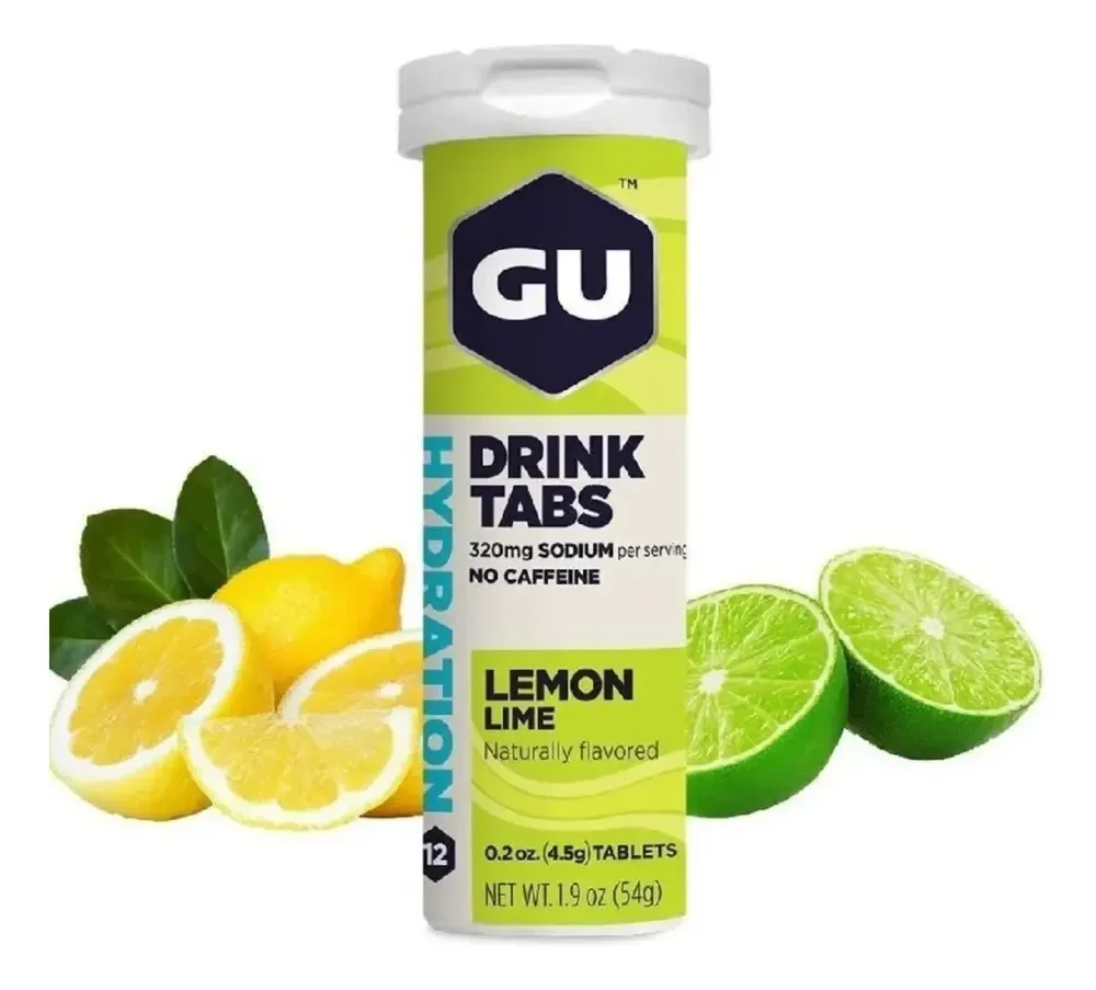 Gu Energy Tabs Eletrólitos Pastilha Eletrolítico Efervescente Sódio Potássio 12 Un Sabor Limonada Lemon Lime