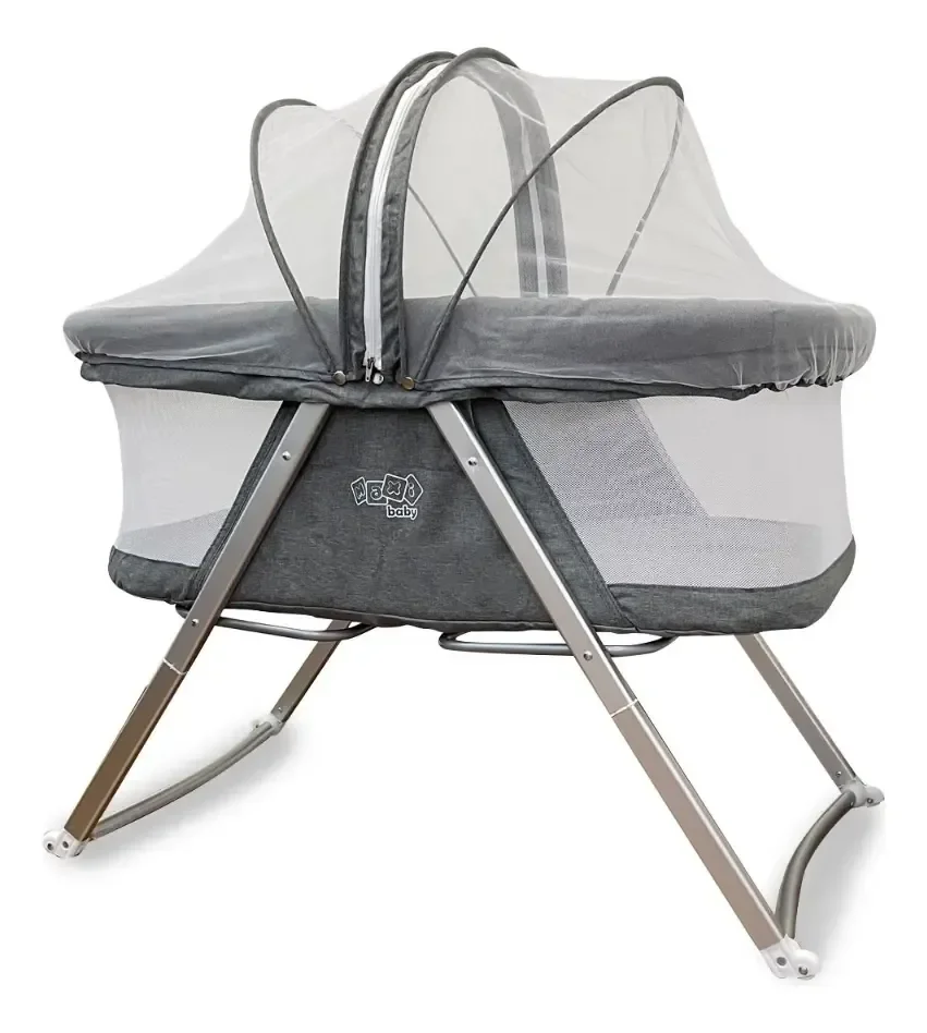 Moisés Berço Portátil Com Balanço Comfy Maxi Baby Até 9kgs Portátil Com Balanço Cinza