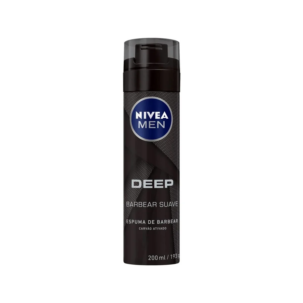 NIVEA MEN Espuma de Barbear Deep 200ml, Pele Limpa, Previne Irritações, Carvão Ativado, Deslizamento Suave