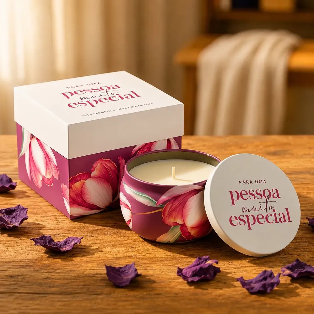 Vela Aromática Perfumada Aroma Premium 100% Cera De Soja Vip Branco Frases 80 Ml Muito Especial