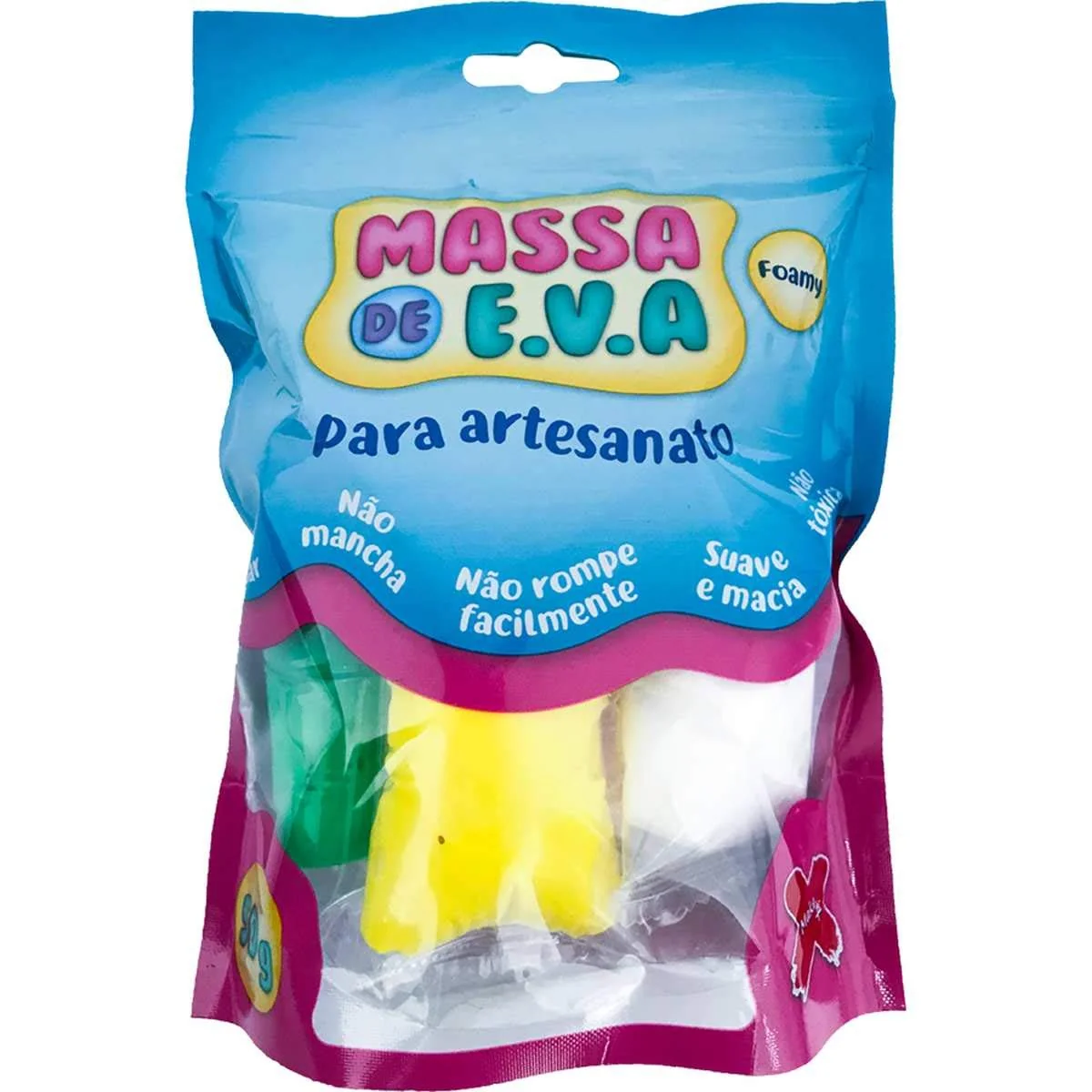 Massinha De Eva Branco/vermelho/azul/verde/amarelo - 50g