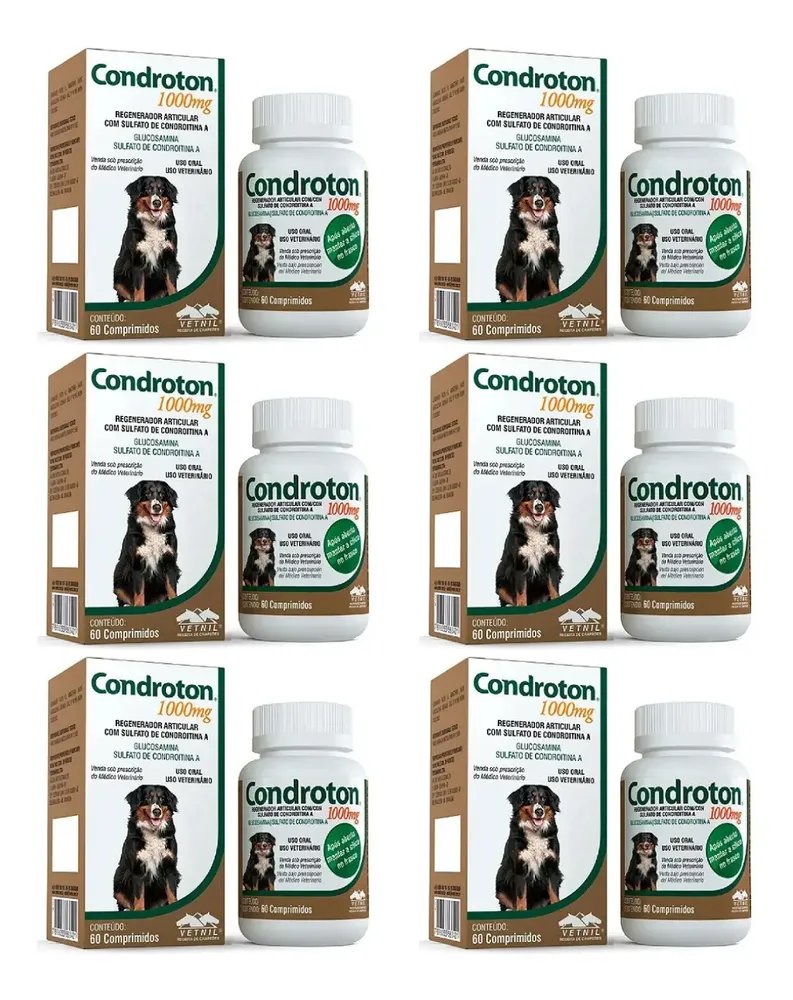 6 Condroton Regenerador Articular Vetnil Comprimidos 1000mg