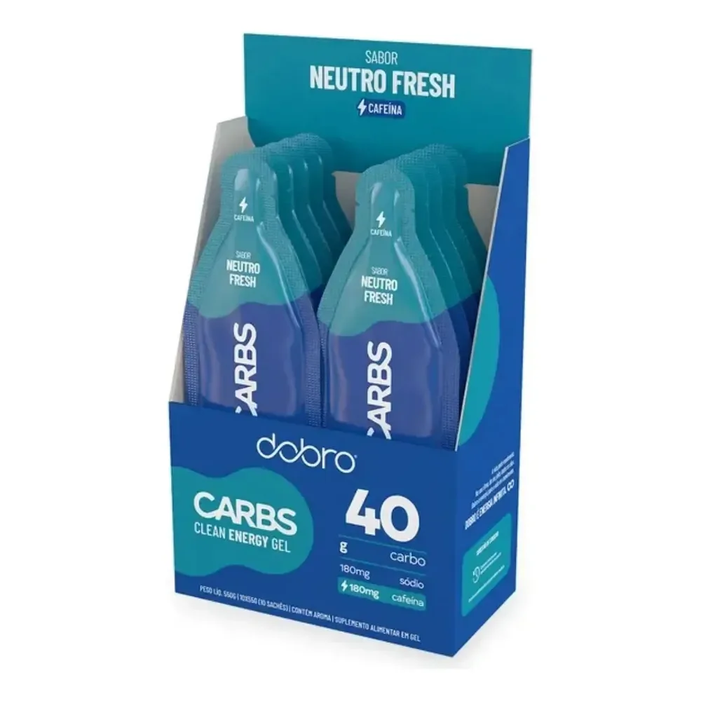 Dobro Carbs Gel 40g Neutro Fresh Com Cafeína Caixa 10 Sachês Neutro Fresh 