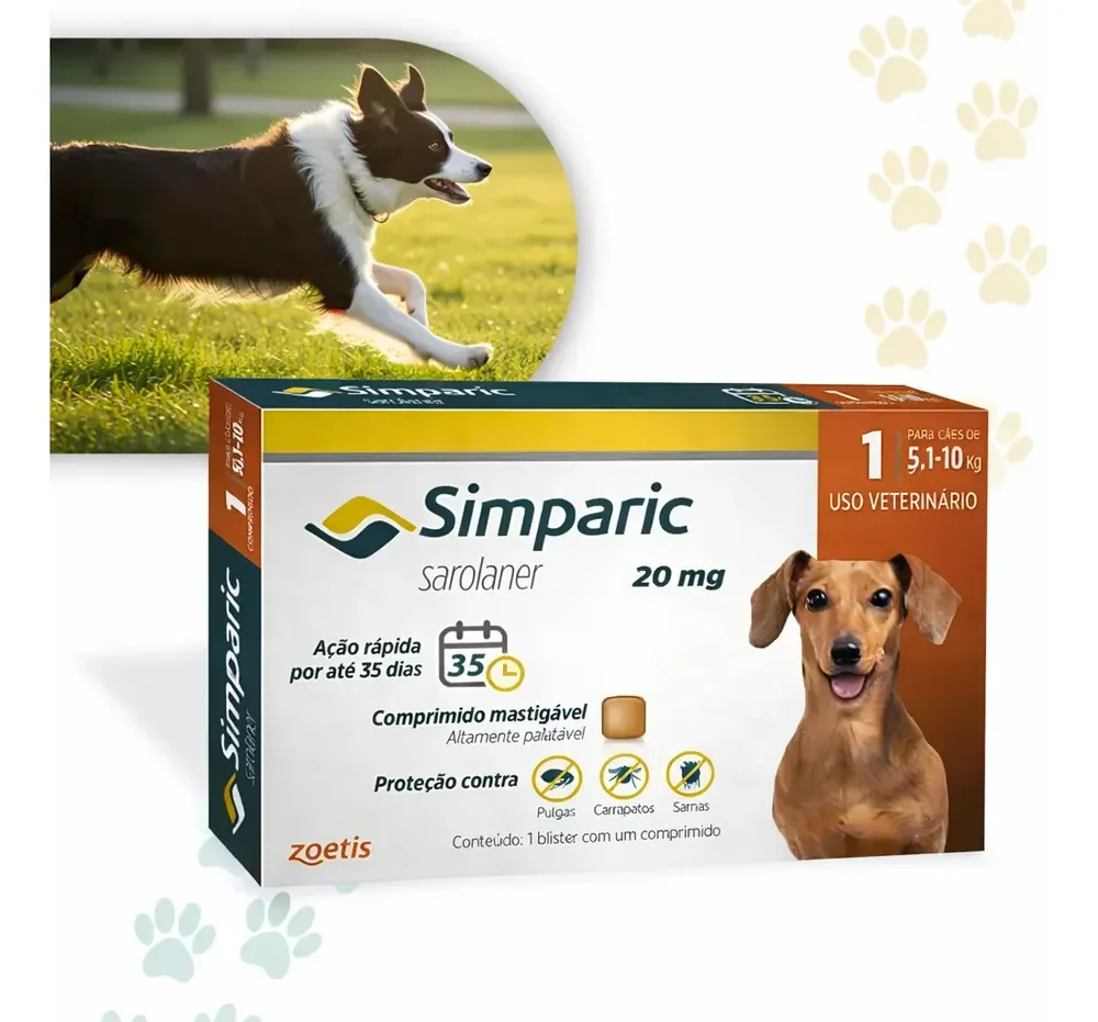 Simparic 20mg Antipulgas 5 A 10kg Zoetis 1 Comprimido Laranja-escuro
