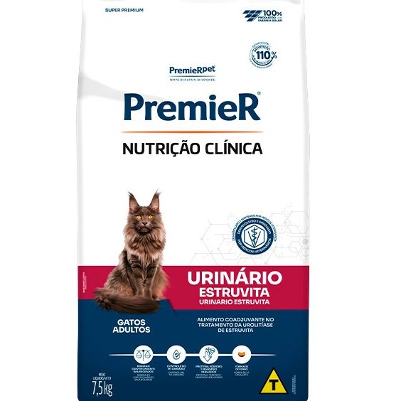 Ração Premier Nutrição Clínica Urinário Gatos Adultos 7,5kg Sabor Frango