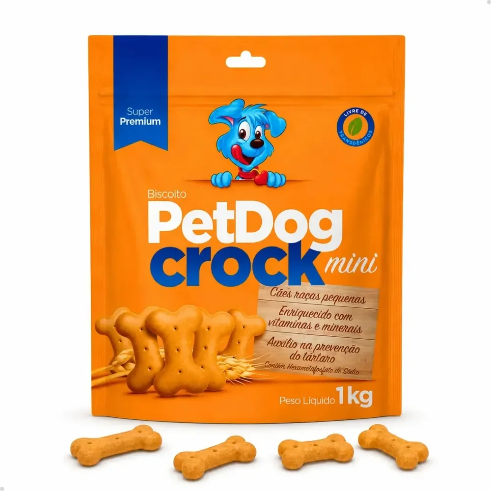 Petisco P/ Cachorro Biscoito Cães Pequenos Petdog Crock 1kg