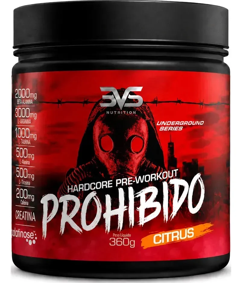 PROHIBIDO PRÉ TREINO 360g - Sabor: Citrus - A Combinação Perfeita de 8 Ingredientes que proporcionam energia do início ao fim do seu Treino