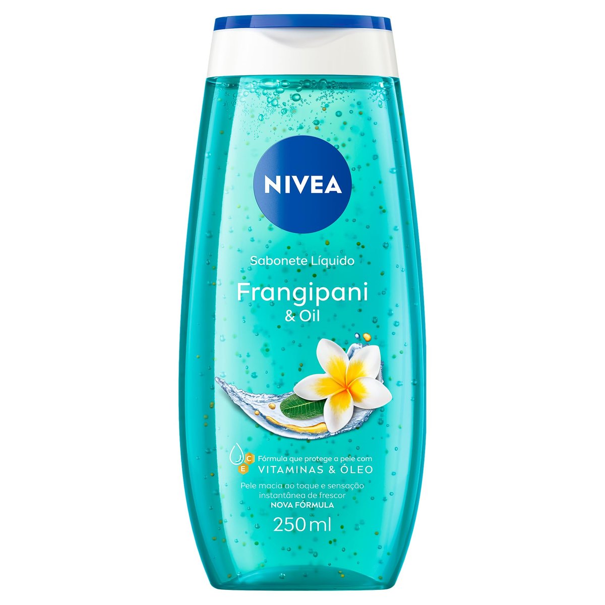 NIVEA Sabonete Líquido Frangipani & Oil 250ml, Limpeza Corporal, Pele Macia, Óleos e Vitaminas, Equilíbrio com o pH, Sensação Refrescante