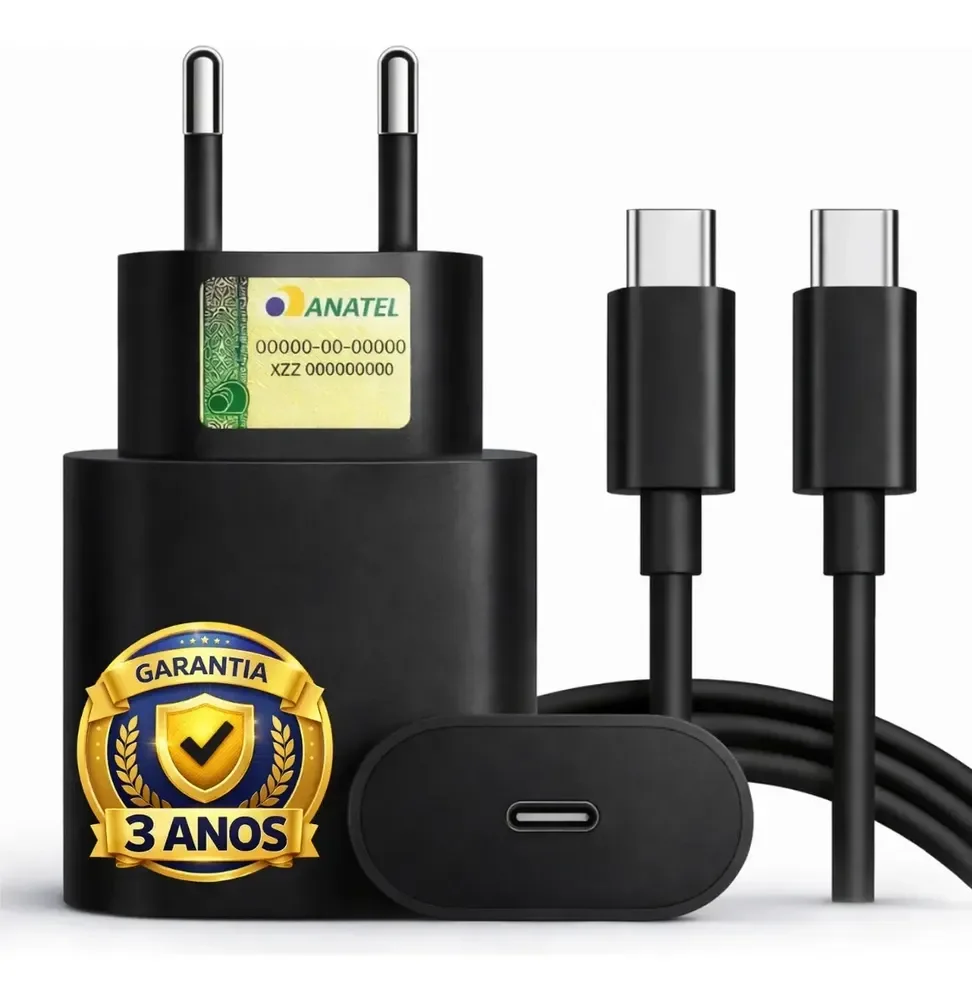 Carregador Turbo de Parede Boyu Cell com Cabo USB-C para Samsung e Motorola