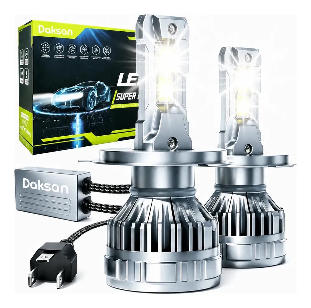 Kit Ultra Led Lâmpadas Super Led H4 6500k 36000lm Canceller H4 Cinza