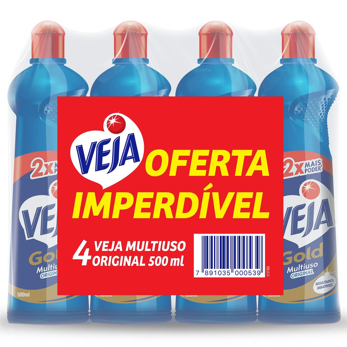 Kit com 4 Limpadores Veja Gold Multiuso Original 500ml, Veja, Azul