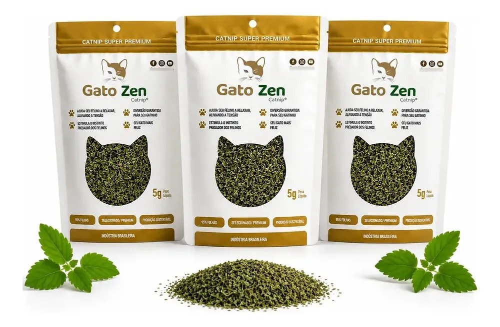 Catnip Super Premium Gato Zen 3 Pacotes A Erva Dos Gatos Verde-escuro