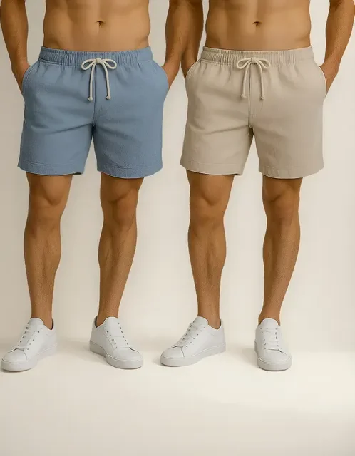 Kit 2 Shorts Linho Masculina Bermuda Estilo Mauricinho Leve