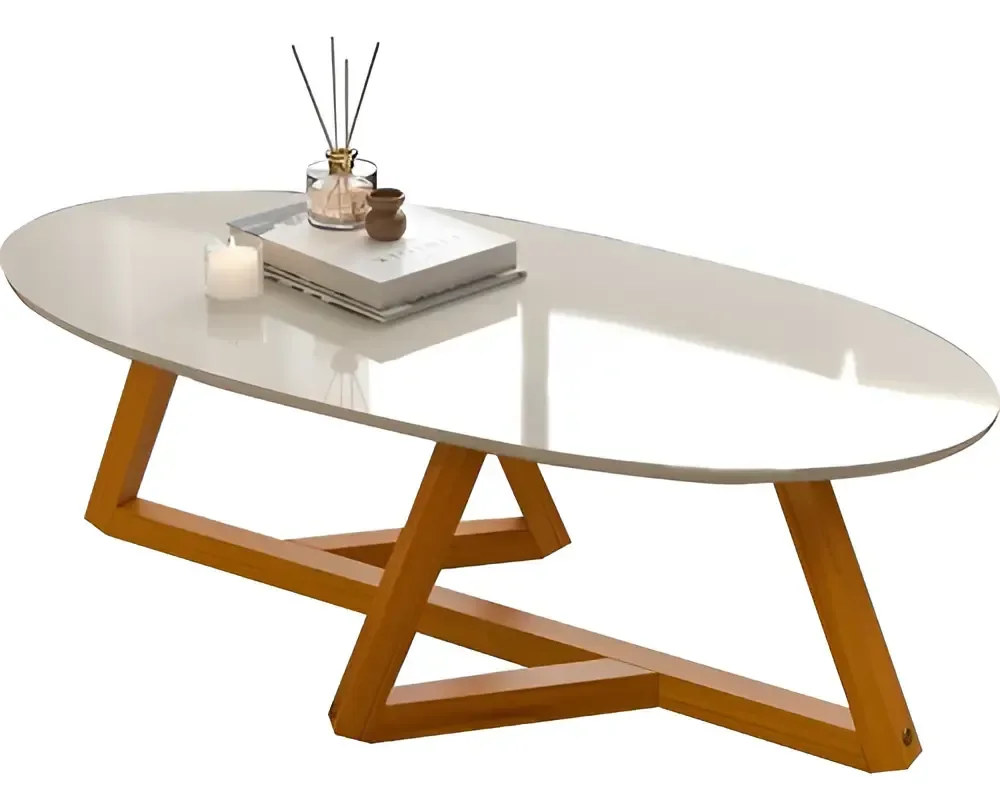 Mesa Mesinha Centro Sala De Casa Cor Oval Off White Full Off White/nature