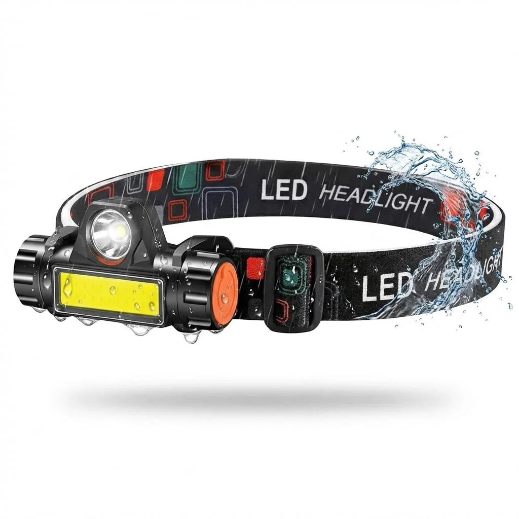 Lanterna De Cabeça Led Potente Recarregável e À Prova D'Água Para Uso em Mecânica Ciclismo Caminhada Trilha Acampamento Pesca Noturna Vigilância Portátil 4 Modos de Iluminação AlverSun | À Prova D'Água, Para Mecânica Ciclismo Caminhada Trilha Acampamento Pesca Noturna Vigilância, Portátil, 4 Modos de Iluminação