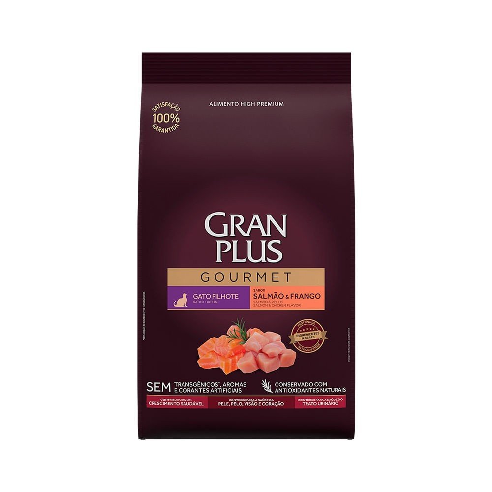 Ração GranPlus Gourmet Gato Filhote Salmão Frango 1Kg