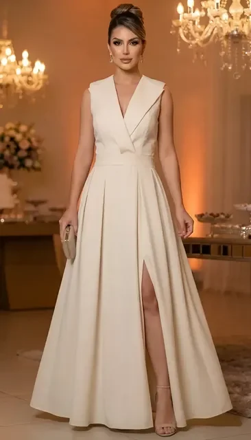 Vestido Longo Festa Casamento Madrinha Alfaiataria Elegante
