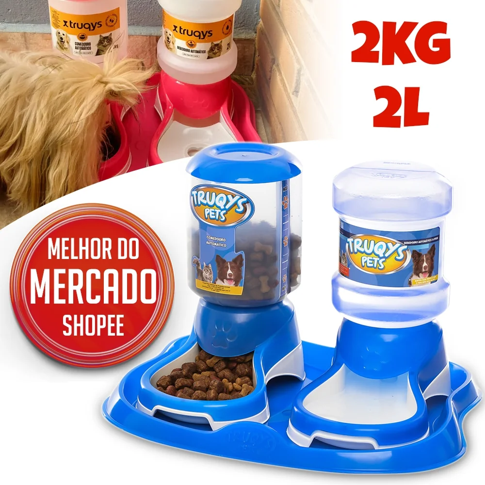 Bebedouro e Comedouro Automatico Para Gatos e Cachorros Pequeno Pet para CãesTruqys