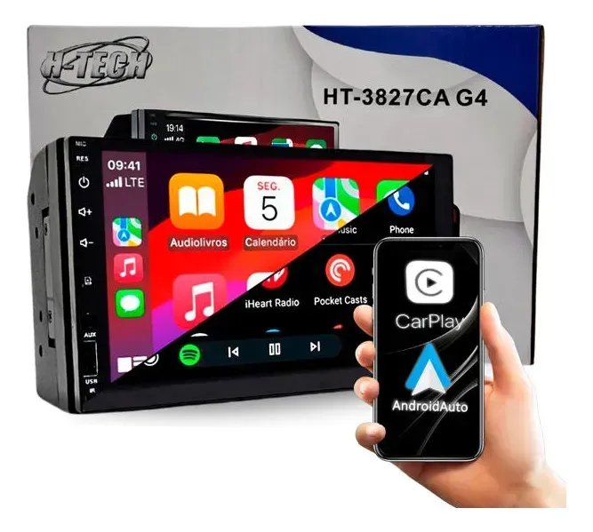 Multimídia MP5 7" CarPlay e Android Auto sem Fio H-Tech