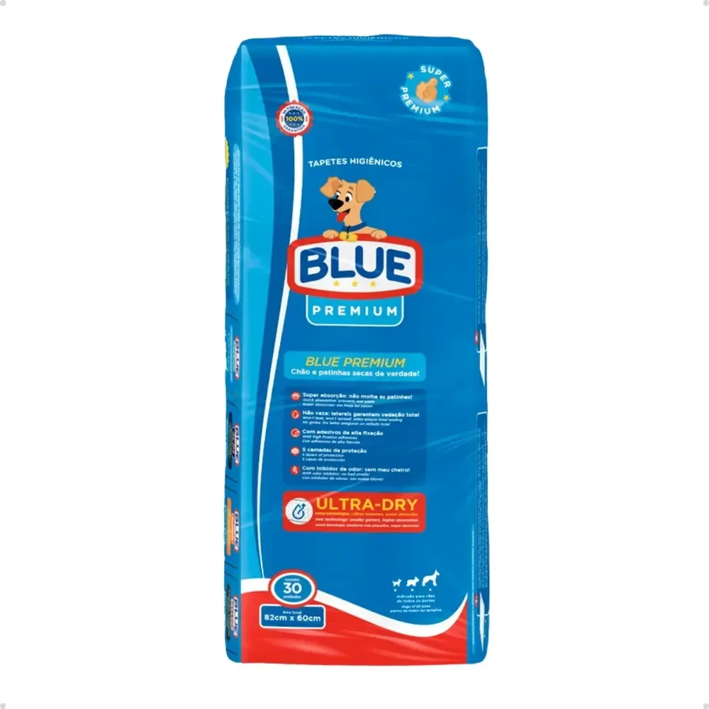 Tapete Higiênico Blue Premium 82x60 30un Absorção Sanitário