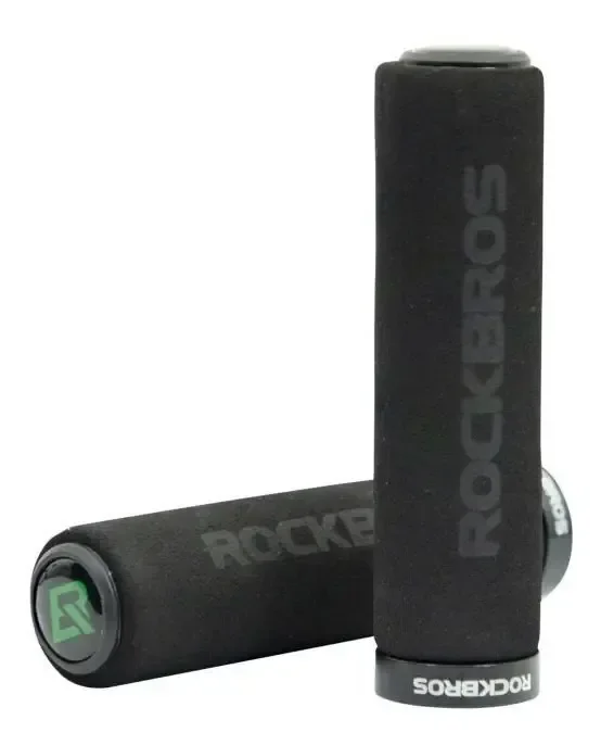 Manopla (Par) Punho Bike Ciclismo Com Anel E Trava Espuma Macia Mtb Rockbros Bt1001 Cor Preto