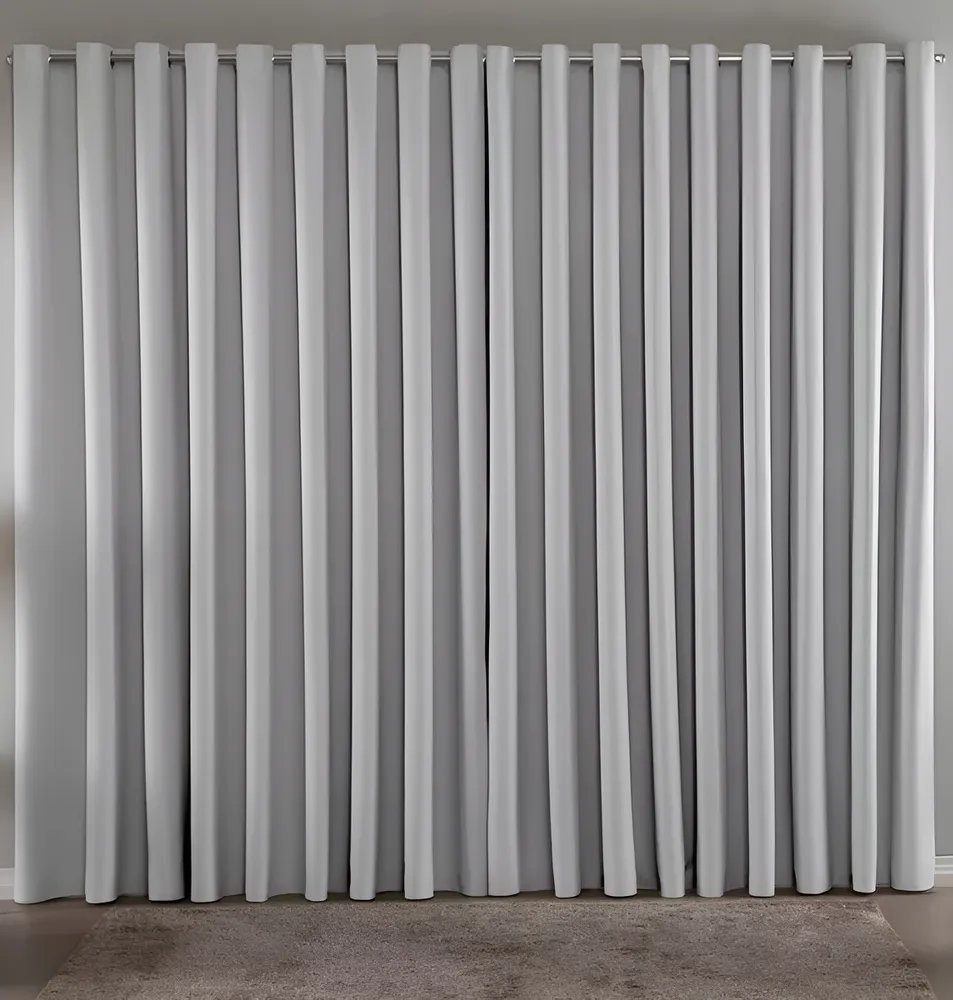 Cortina Blackout Em Tecido 4,00x2,80 Corta Luz Cor Gelo