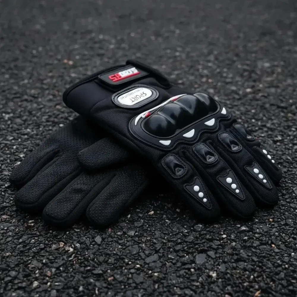 Par Luva Proteção Motoqueiro Motociclista Impermeável Moto Preto Único